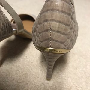 Calvin Klein nude snakeskin pumps